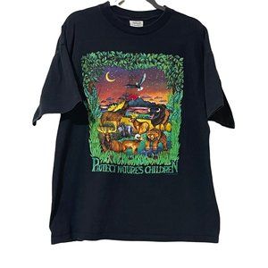 Wild Oats Protect Nature’s Children VTG women’s sz XL black 100% cotton ss tee